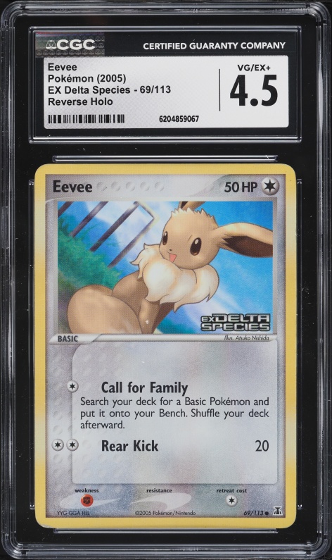 2005 Pokemon EX Delta Species Reverse Holo Eevee #69 CGC 4.5 VGEX+