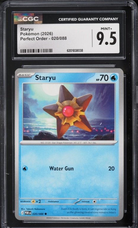 2026 Pokemon Mega Evolution Perfect Order Staryu #20 CGC 9.5 MINT+
