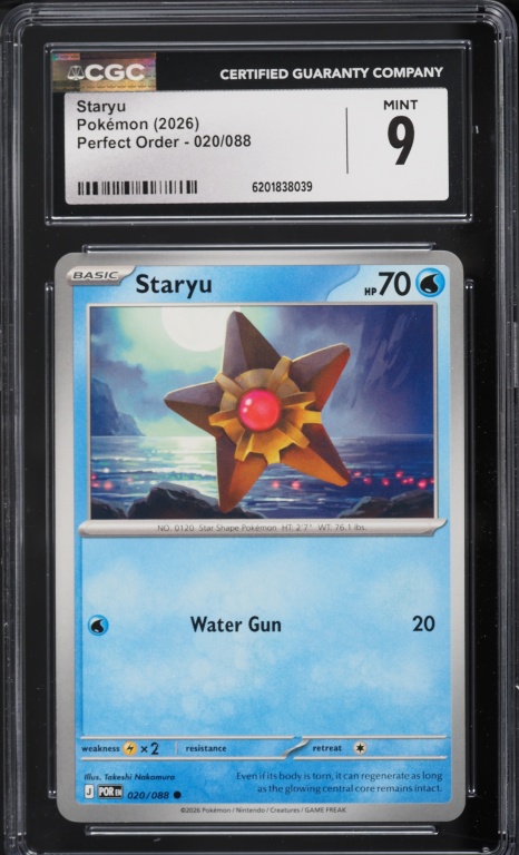 2026 Pokemon Mega Evolution Perfect Order Staryu #20 CGC 9 MINT