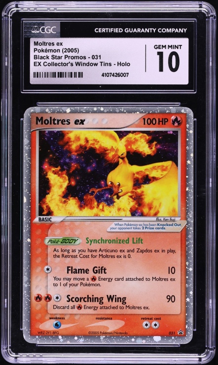 2005 Pokemon EX Promo Collector's Window Tin Holo Moltres ex #31 CGC 10 GEM MINT