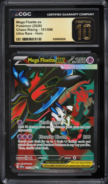 2026 Pokemon Mega Evolution Chaos Rising Full Art Mega Floette Ex #101 CGC 10 PRISTINE