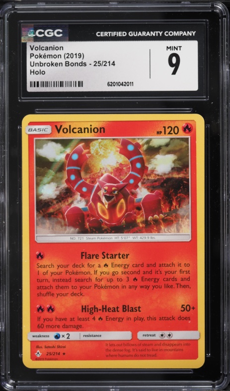 2019 Pokemon Sun & Moon Unbroken Bonds Holo Volcanion #25 CGC 9 MINT