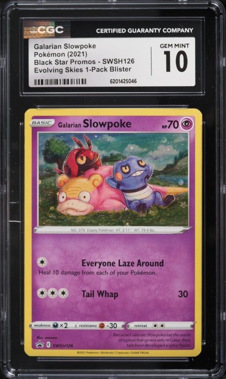 2021 Pokemon Sword & Shield Promo Evolving Skies Holo Galarian Slowpoke #SWSH126 CGC 10 GEM