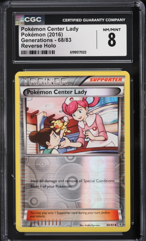 2016 Pokemon XY Generations Reverse Holo Pokemon Center Lady #68 CGC 8 NM-MT