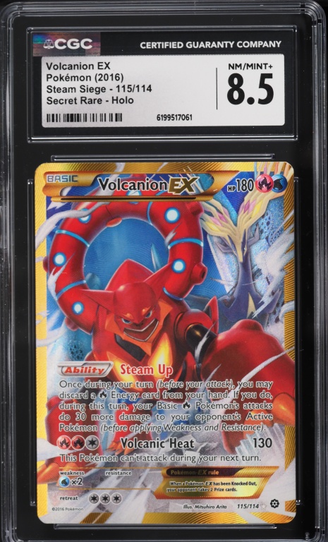 2016 Pokemon XY Steam Siege SEC Volcanion EX #115 CGC 8.5 NM-MT+