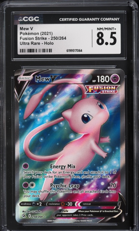 2021 Pokemon Sword & Shield Fusion Strike Full Art Mew V #250 CGC 8.5 NM-MT+