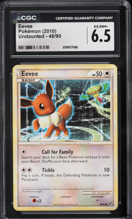 2010 Pokemon HeartGold & SoulSilver Undaunted Eevee #48 CGC 6.5 EXMT+