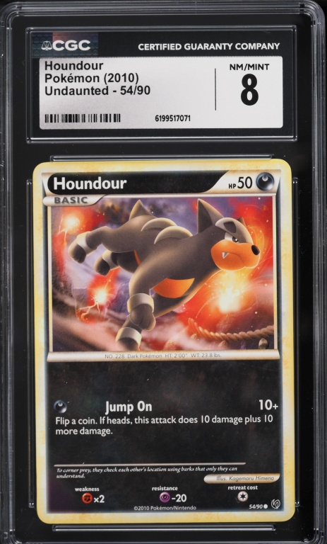 2010 Pokemon HeartGold & SoulSilver Undaunted Houndour #54 CGC 8 NM-MT