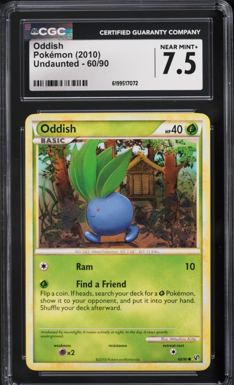 2010 Pokemon HeartGold & SoulSilver Undaunted Oddish #60 CGC 7.5 NRMT+