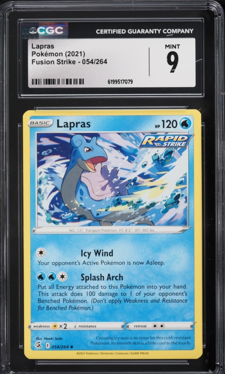 2021 Pokemon Sword & Shield Fusion Strike Lapras #054 CGC 9 MINT