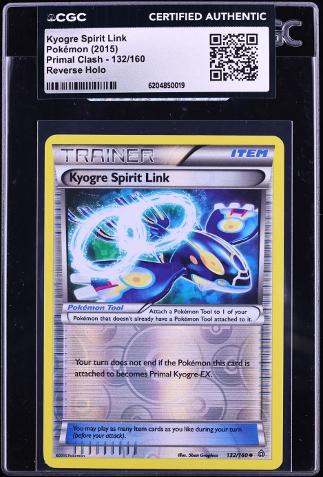 2015 Pokemon XY Primal Clash Reverse Holo Kyogre Spirit Link #132 CGC AUTH