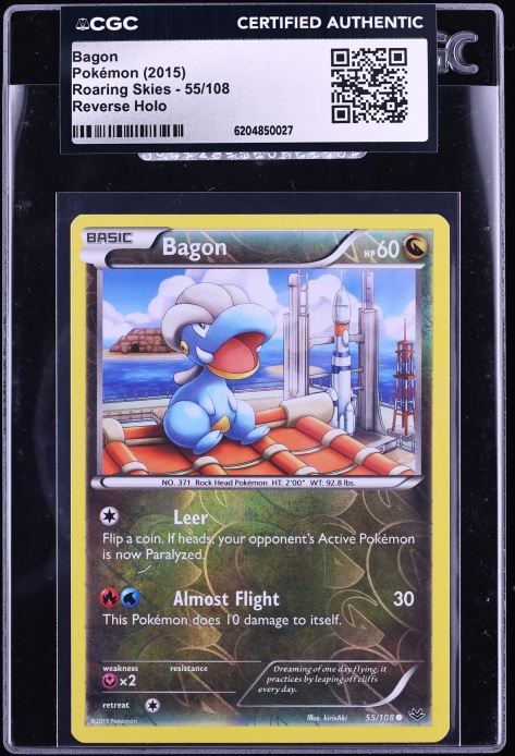 2015 Pokemon XY Roaring Skies Reverse Holo Bagon #55 CGC AUTH