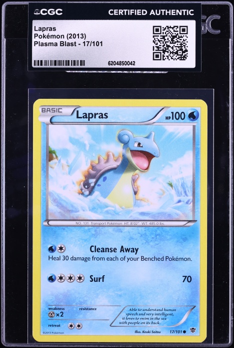 2013 Pokemon Plasma Blast Lapras #17 CGC AUTH