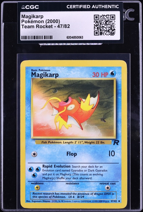 2000 Pokemon Team Rocket Magikarp #47 CGC AUTH