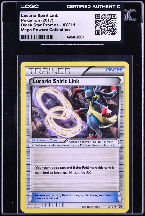 2017 Pokemon Black Star Promos Mega Powers Collection Lucario Spirit Link #XY211 CGC AUTH