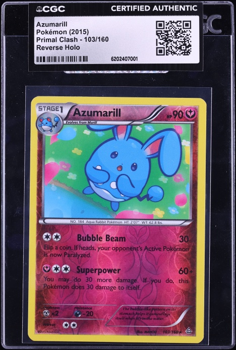 2015 Pokemon XY Primal Clash Reverse Holo Azumarill #103 CGC AUTH