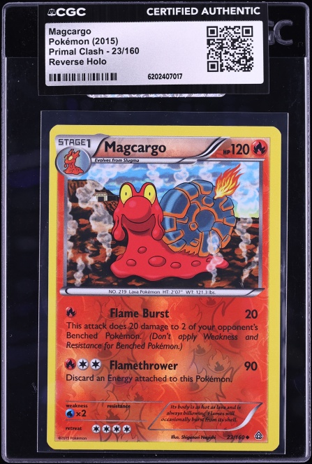 2015 Pokemon XY Primal Clash Reverse Holo Magcargo #23 CGC AUTH