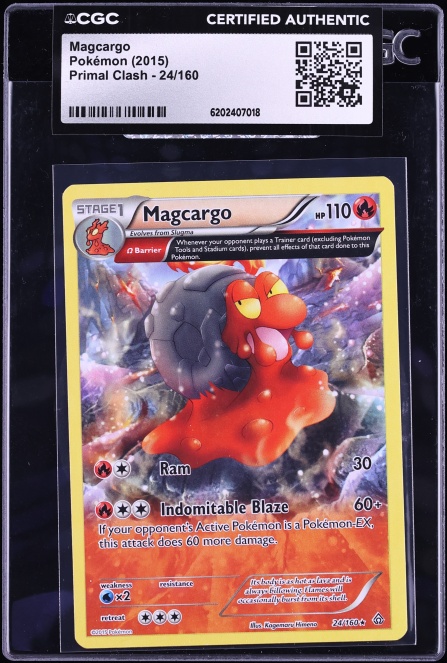 2015 Pokemon XY Primal Clash Holo Magcargo #24 CGC AUTH