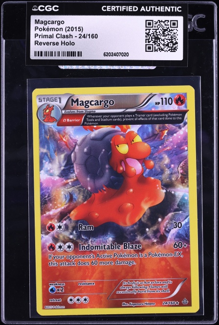 2015 Pokemon XY Primal Clash Reverse Holo Magcargo #24 CGC AUTH