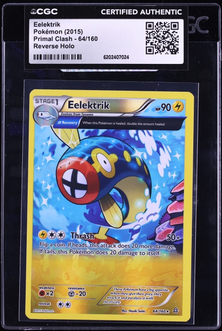 2015 Pokemon XY Primal Clash Reverse Holo Eelektrik #64 CGC AUTH
