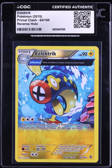 2015 Pokemon XY Primal Clash Reverse Holo Eelektrik #64 CGC AUTH