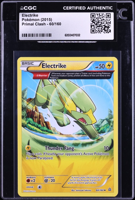 2015 Pokemon XY Primal Clash Electrike #60 CGC AUTH