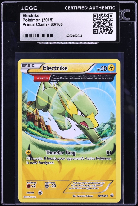 2015 Pokemon XY Primal Clash Electrike #60 CGC AUTH