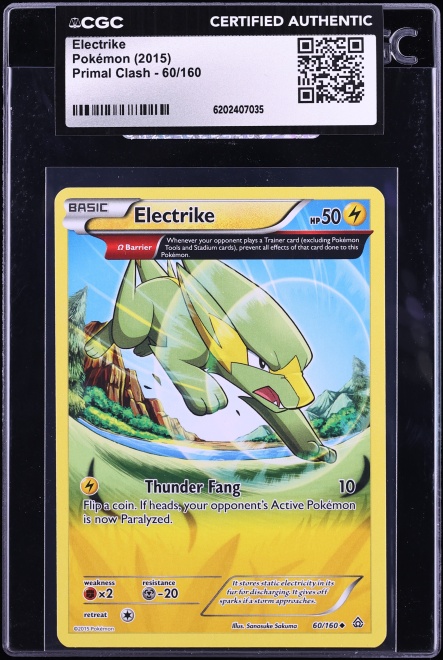 2015 Pokemon XY Primal Clash Electrike #60 CGC AUTH