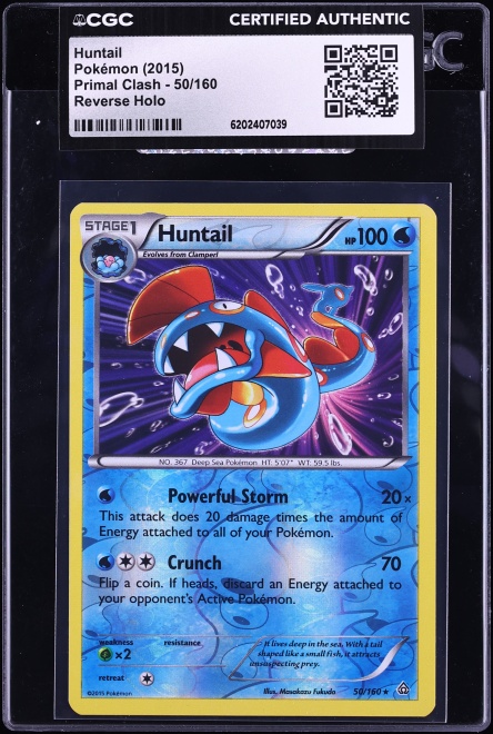 2015 Pokemon XY Primal Clash Reverse Holo Huntail #50 CGC AUTH