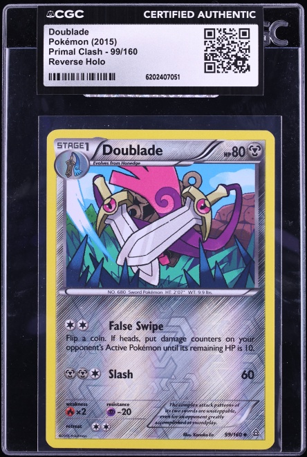2015 Pokemon XY Primal Clash Reverse Holo Doublade #99 CGC AUTH