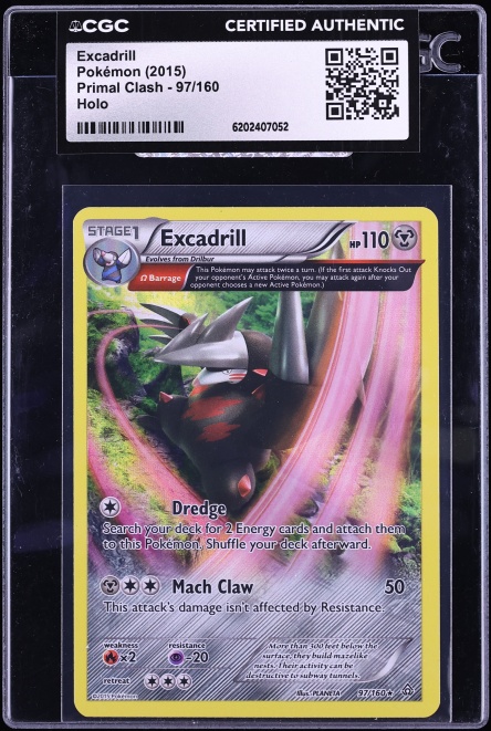 2015 Pokemon XY Primal Clash Holo Excadrill #97 CGC AUTH