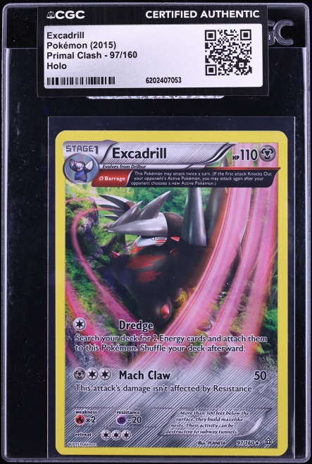2015 Pokemon XY Primal Clash Holo Excadrill #97 CGC AUTH
