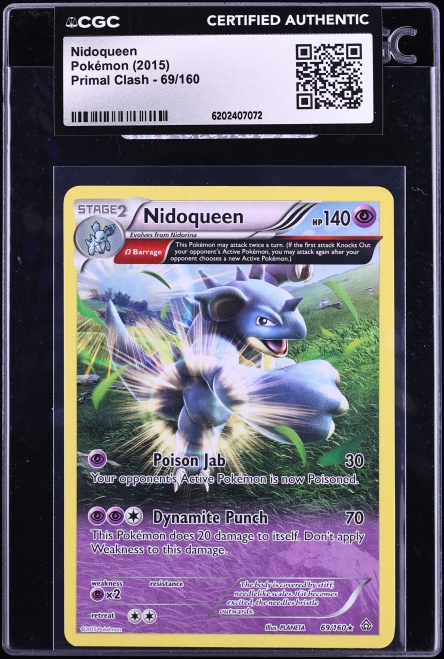 2015 Pokemon XY Primal Clash Holo Nidoqueen #69 CGC AUTH