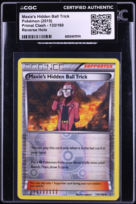 2015 Pokemon XY Primal Clash Reverse Holo Maxie's Hidden Ball Trick #133 CGC AUTH