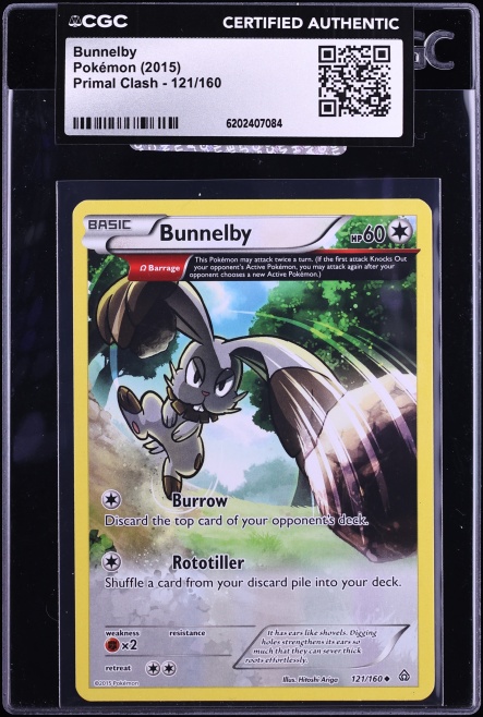 2015 Pokemon XY Primal Clash Bunnelby #121 CGC AUTH