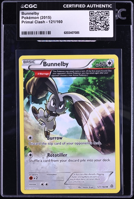 2015 Pokemon XY Primal Clash Bunnelby #121 CGC AUTH