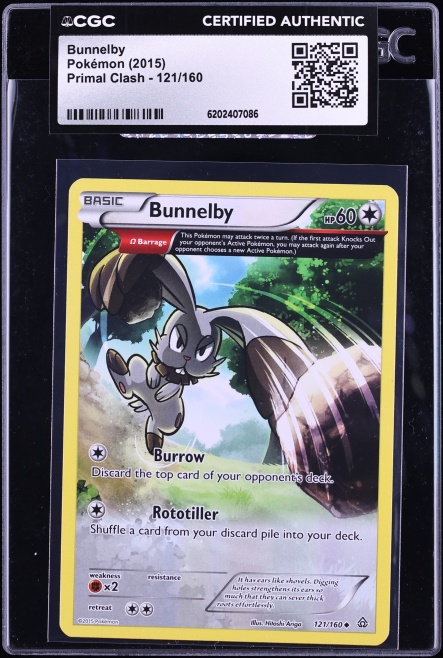2015 Pokemon XY Primal Clash Bunnelby #121 CGC AUTH