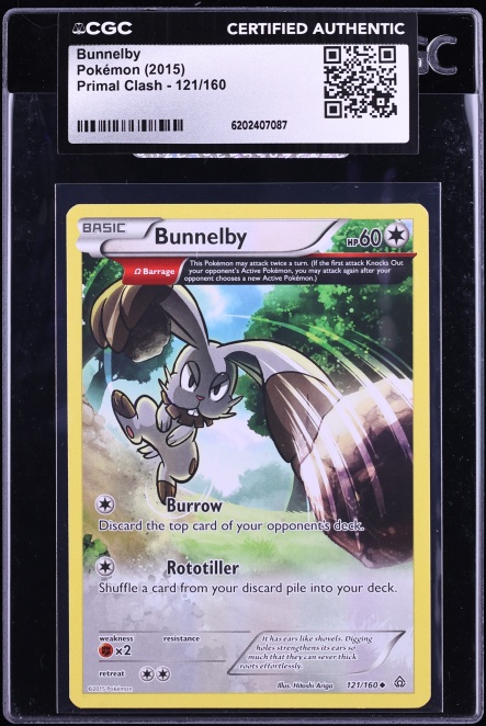 2015 Pokemon XY Primal Clash Bunnelby #121 CGC AUTH