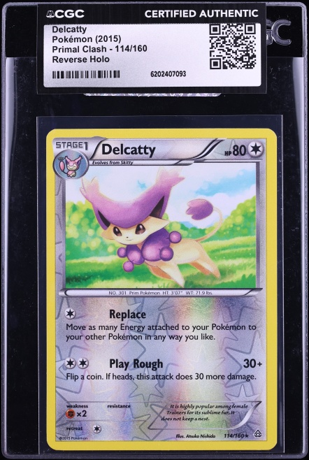 2015 Pokemon XY Primal Clash Reverse Holo Delcatty #114 CGC AUTH