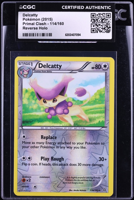 2015 Pokemon XY Primal Clash Reverse Holo Delcatty #114 CGC AUTH