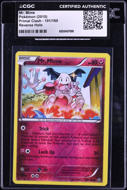 2015 Pokemon XY Primal Clash Reverse Holo Mr. Mime #101 CGC AUTH