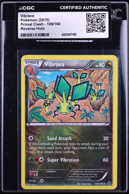 2015 Pokemon XY Primal Clash Reverse Holo Vibrava #109 CGC AUTH