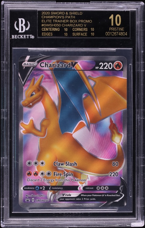 2020 Pokemon Sword & Shield ETB Full Art Charizard V #SWSH050 BGS 10 PRISTINE BLACK LABEL