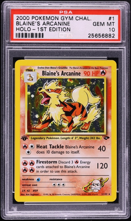 2000 Pokemon Gym Challenge 1st Edition Holo Blaine's Arcanine #1 PSA 10 GEM MINT