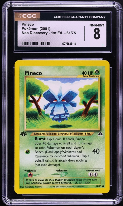 2001 Pokemon Neo Discovery 1st Edition Pineco #61 CGC 8 NM-MT
