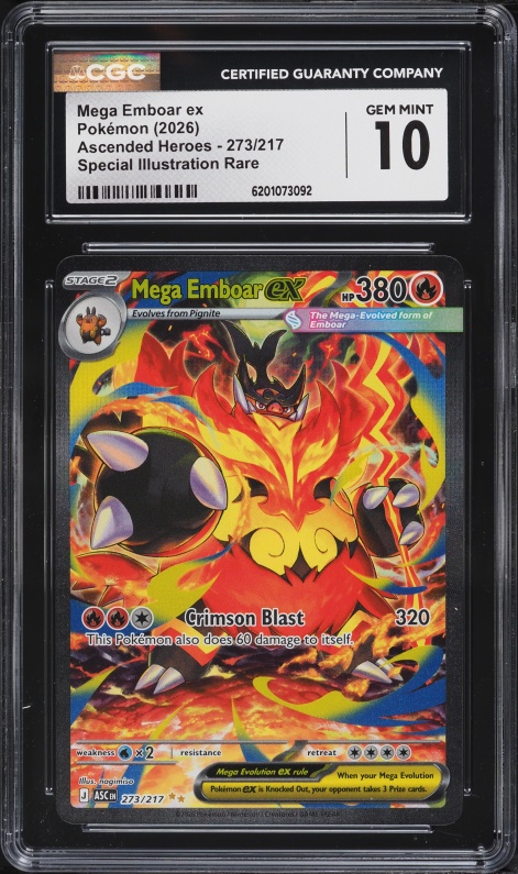 2026 Pokemon Mega Evolution Ascended Heroes SIR Mega Emboar Ex #273 CGC 10 GEM MINT