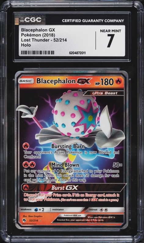2018 Pokemon Sun & Moon Lost Thunder Holo Blacephalon GX #52 CGC 7 NRMT