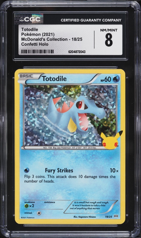 2021 Pokemon Sword & Shield McDonald's Collection Confetti Holo Totodile #18 CGC 8 NM-MT
