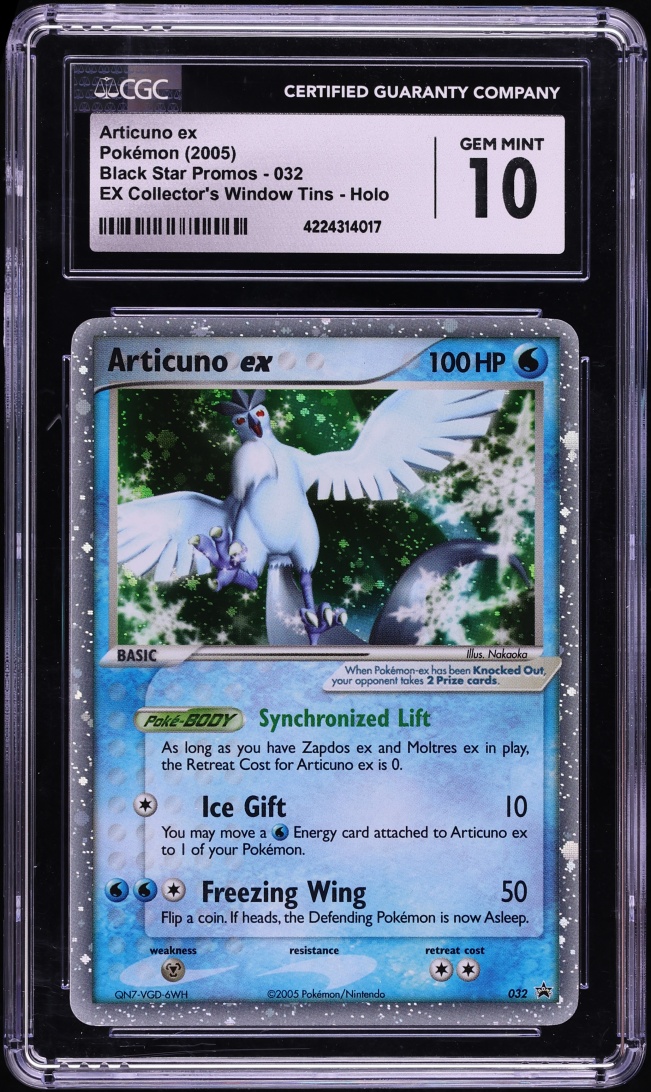 2005 Pokemon EX Promo Collector's Window Tin Holo Articuno Ex #32 CGC 10 GEM MINT