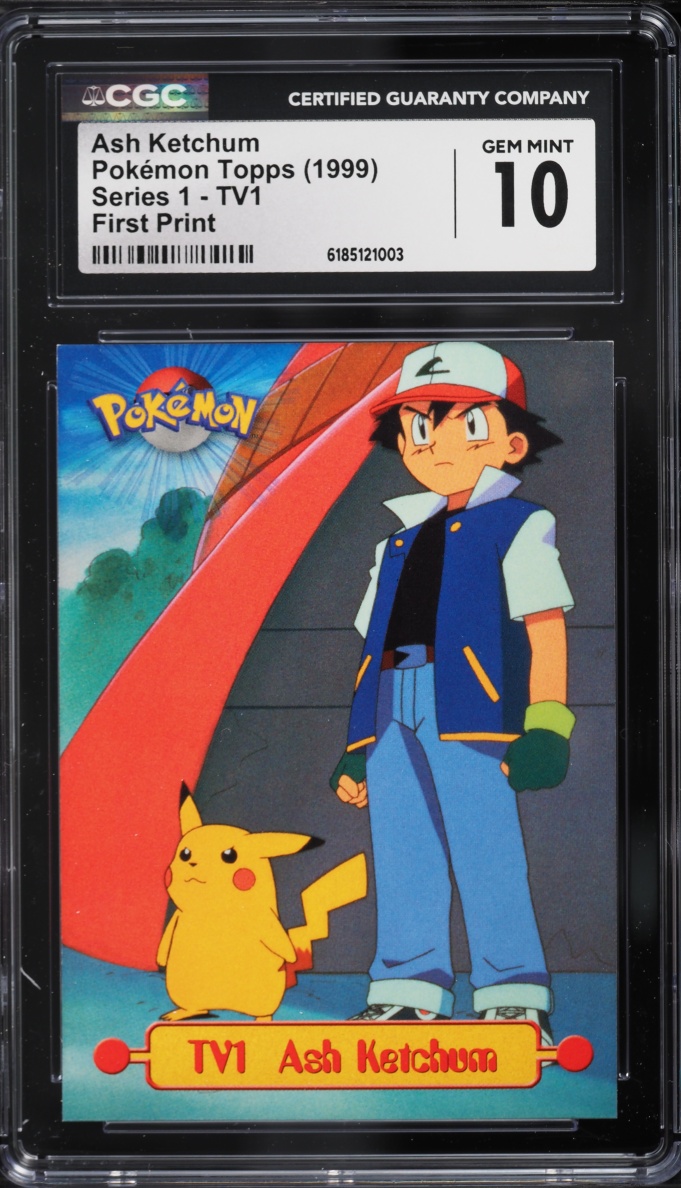 1999 Topps Pokemon Series 1 First Print Ash Ketchum #TV1 CGC 10 GEM MINT